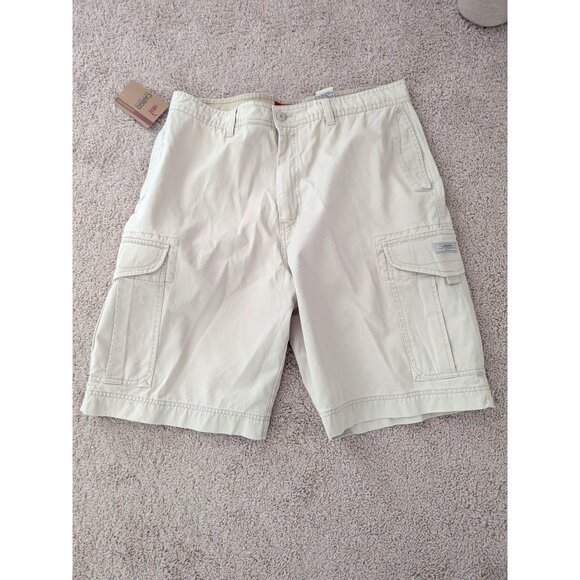 Unionbay Mens Cargo Shorts Loose Fit Size 40 Beige 100% Cotton With Pockets-709l - Picture 1 of 9